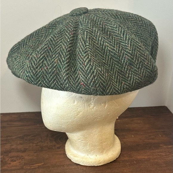 Aran Sweater Market Other - Aran Sweater Market 100% Wool Herringbone GreenTweed Donegal Hat Flat Cap Mens S